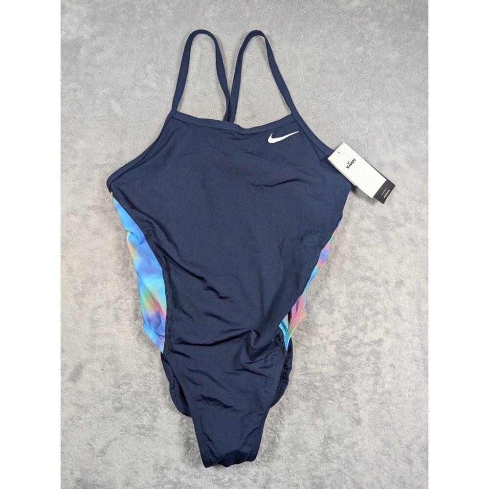Nike Hydrastrong Swimsuit Womens Size Medium Blue One Piece Racer Back Vacation